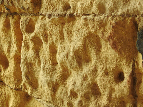 Weathering of marlstone, usual medieval construction stone in Europe