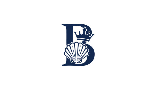 Elegant Monogram Logo with Crown and Shell Design.