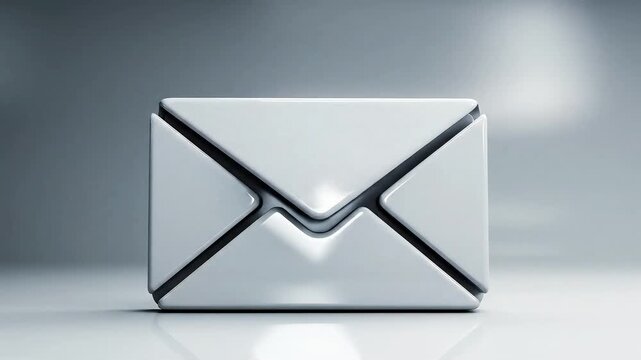 Envelope icon opening and closing, cinematic reflections smooth loop animation
