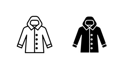 Winter parka coat outline and solid silhouette icon set © Al Rafi