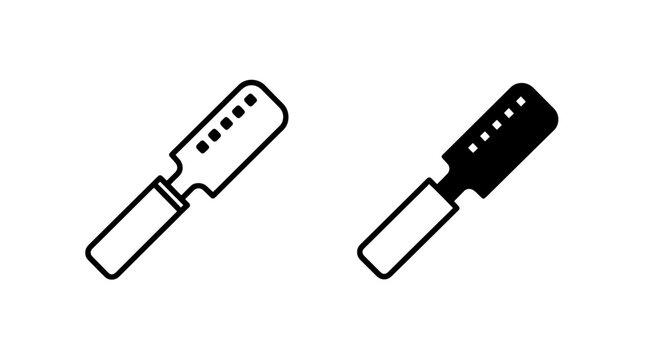 Zester kitchen tool outline and solid black silhouette icons