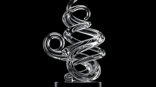 Abstract glass sculpture with a captivating helical design, showcasing artistic fluidity and intricate craftsmanship, an embodiment of modern design concepts and innovative artistry