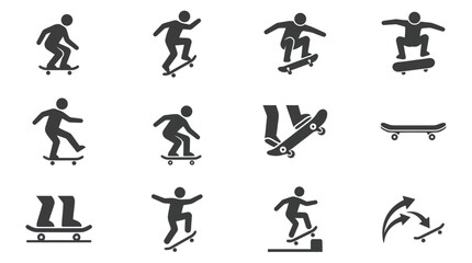 Black skateboarder silhouettes in motion. © Sri