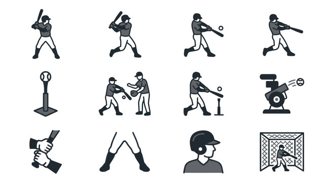 Baseball player hitting ball with bat.