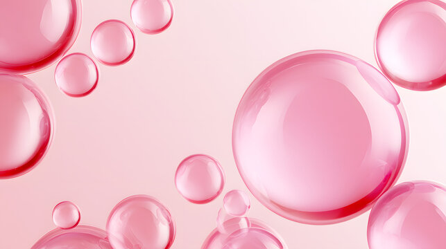 A soft, round, floating pink droplet sphere cell with a transparent appearance, reminiscent of a bubble, sits on a pale background