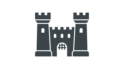Dark gray medieval castle icon towers. © Sri