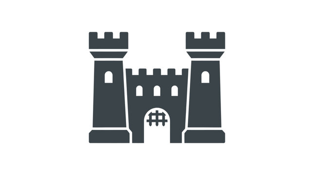 Dark gray medieval castle icon towers.