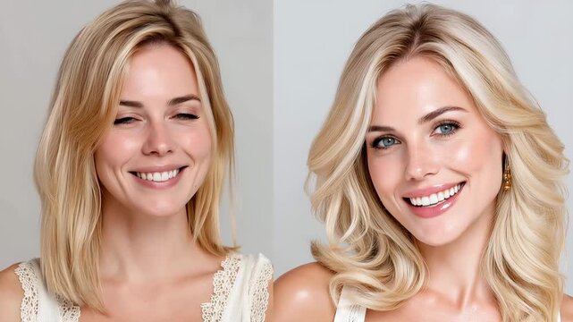 Makeup transformation from natural look to glam style in a simple process Generative AI