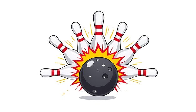 Bowling Pins and Ball Vector Illustration with Cartoon Style Yellow Sun Circle Icon Funny Sports Symbol Hand Drawn Business Design Art
