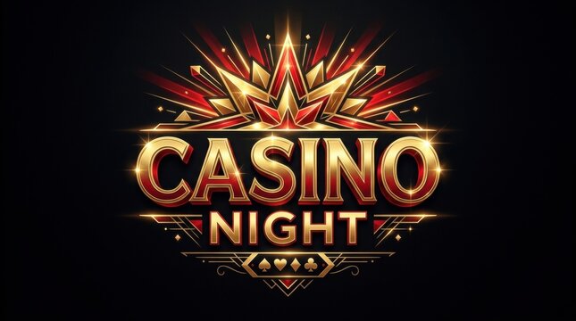 Logo casino night event background black Glamorous art deco design for promotion