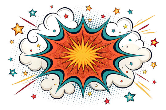 Comic book style explosive energy blast graphic with explosion