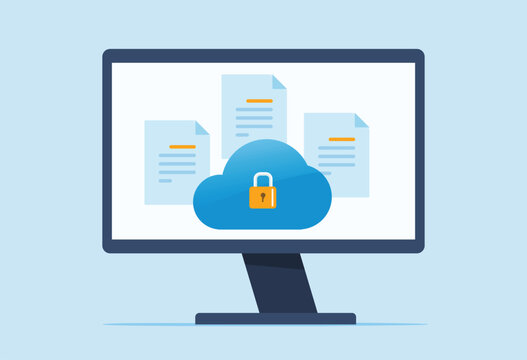 Secure Cloud Document Storage and File Protection Flat Vector Illustration
