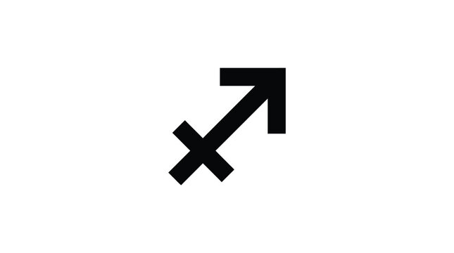 Minimalist black sagittarius zodiac sign vector illustration design featuring sharp geometric lines on white background