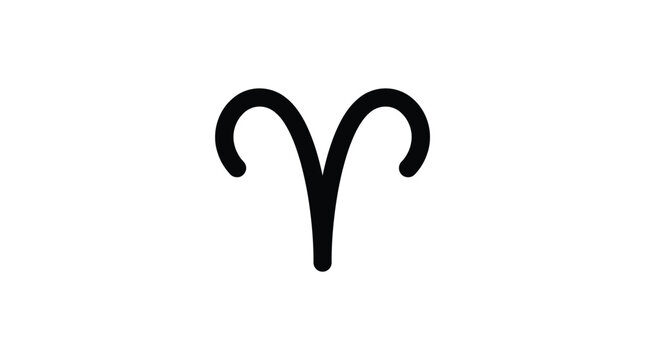 Minimalist black aries zodiac sign vector illustration design featuring bold lines on a white background