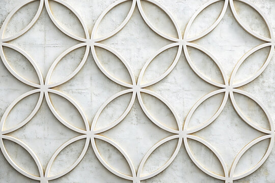 Abstract decorative white stone geometric interlocking circle