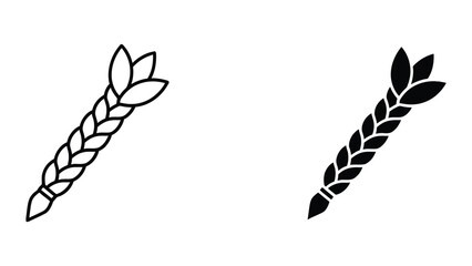 Professional Minimal Vector Icon Wheat stalk icon for agriculture and organic harvest Editable Stroke, Outline and Solid Style, Black Monochrome, Isolated on White Background © FirujaStock