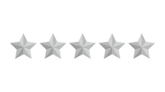 Five silver star shapes arranged in a horizontal row forming a clean modern vector illustration design