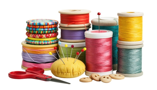 Sewing supplies set with spools thread, needles and scissors