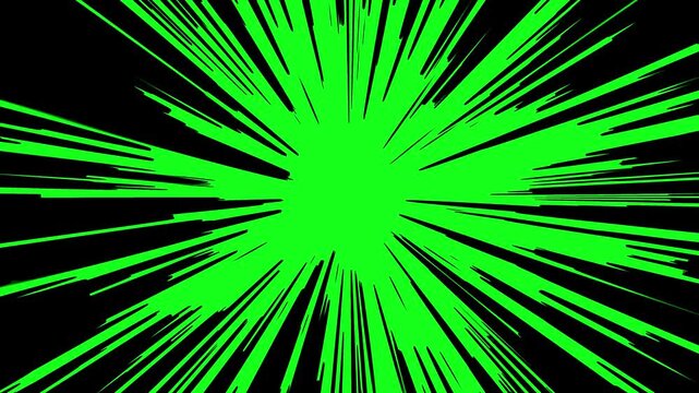 Dynamic comic book speed lines effect on green screen for action motion manga anime