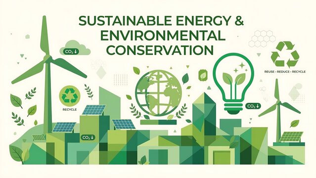 Sustainable energy and environmental conservation concept with green cityscape