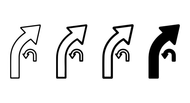 Directional Arrows Set, Navigation Icons, Road Signs, Turn Indicators, Vector Graphics