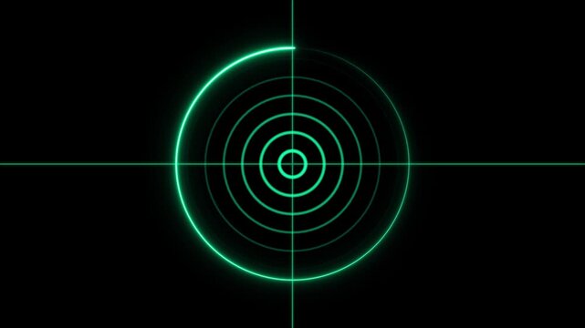 Green digital radar scanner hud overlay with rotating sweep animation interface