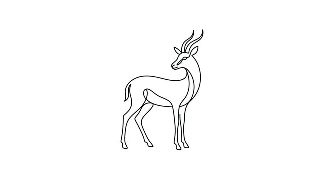Minimalist continuous line drawing of an elegant standing antelope