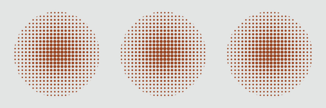 Set of halftone circles. Vector illustration.