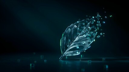 Obraz premium Prismatic crystal leaf with light rays – Great for optics science, high-end cosmetic branding, or abstract art.