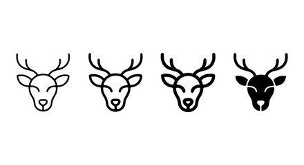 Fototapeta premium Deer Head Icons, Minimalist Vector Graphics, Simple Animal Symbols, Elegant Wildlife Illustrations