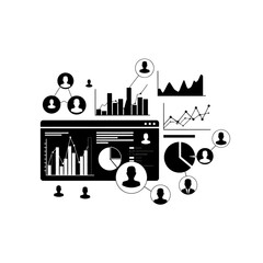 Obraz premium Data analytics dashboard and business network connection infographic elements with analytics dashboard business statistics connection information reporting management strategy structure