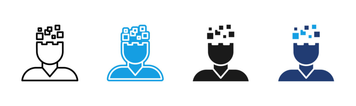 Schizophrenia icon multiple style collection