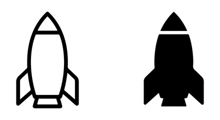 Rocket Ship Icons, Spacecraft Vector Graphics, Launch Symbols, Futuristic Exploration Set © mariyam