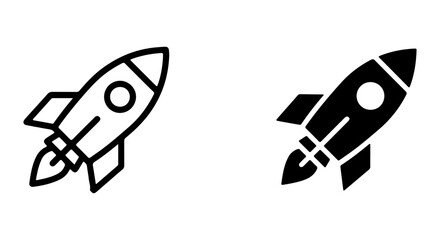 Rocket Ship Icons, Space Exploration Vector Graphics, Launch Symbol Set, Futuristic Travel Concepts © mariyam