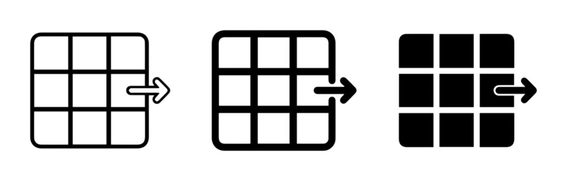 Grid with Arrow Icons, Data Export, Workflow Progress, Data Transfer Set