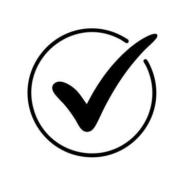 Black Checkmark in Circle Icon Isolated