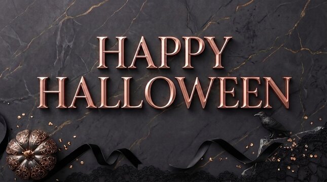 Halloween celebration with pumpkin on dark velvet fabric background
