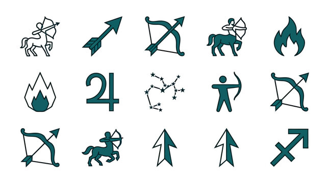 Astrology zodiac sagittarius symbol icon collection