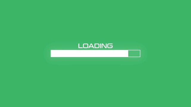 loading bar animation with glitch effect. Futuristic uploading progress bar with glitch effect isolated on green background. Computer cyberpunk loading screen.