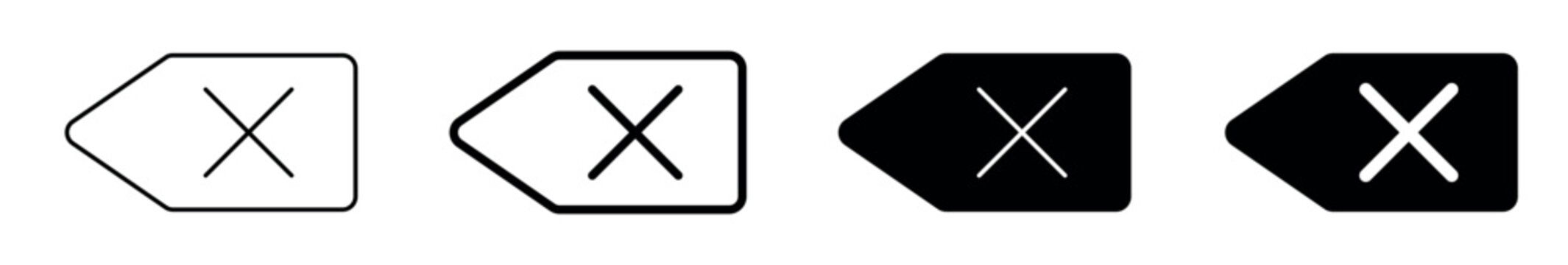 backspace icon. remove or clear text. 