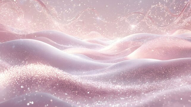 Abstract Luxury Pink Silk Wave Texture with Glitter Sparkles, Beauty Backdrop