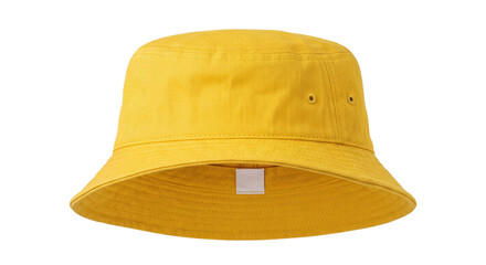 Fototapeta premium Bright yellow bucket hat with a classic design and a blank label inside