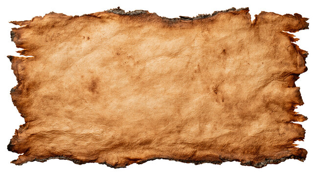 Old brown paper texture with torn edges (transparent PNG)