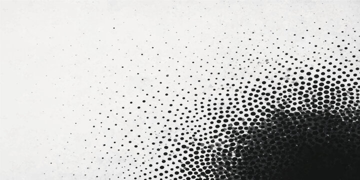 Abstract Black and White Halftone Dot Pattern Background with Digital Mesh Texture and Modern Geometric Circle Design for Technology Wallpaper and Artistic Surface Illustration
