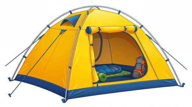 Yellow and blue camping tent for outdoor adventure