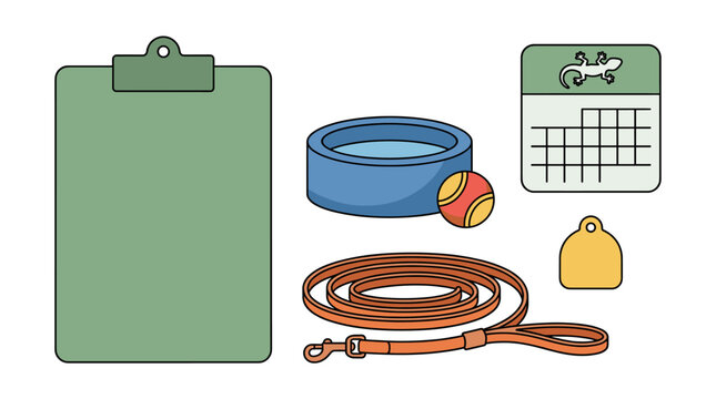Pet care items flat design vector illustration