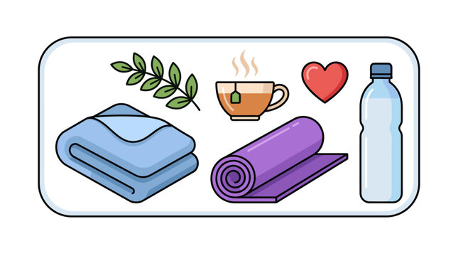 Wellness objects flat design vector illustration
