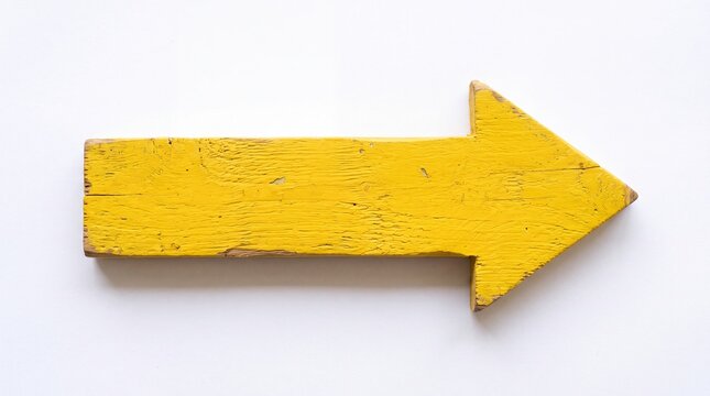 Yellow wooden arrow sign pointing to the right