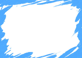 Fototapeta premium Blue brush stroke border transparent PNG frame background