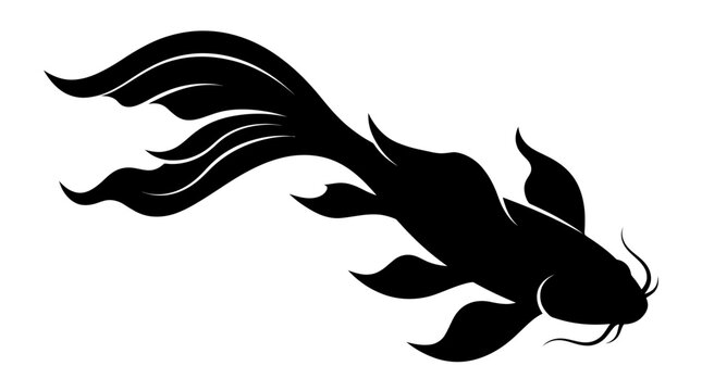 Stylized black fighting fish silhouette with long fins.